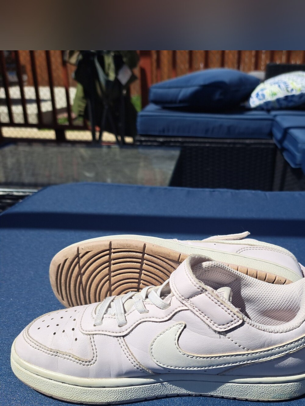 Nike Kids Light Purple Velcro Sneakers with White Swoosh